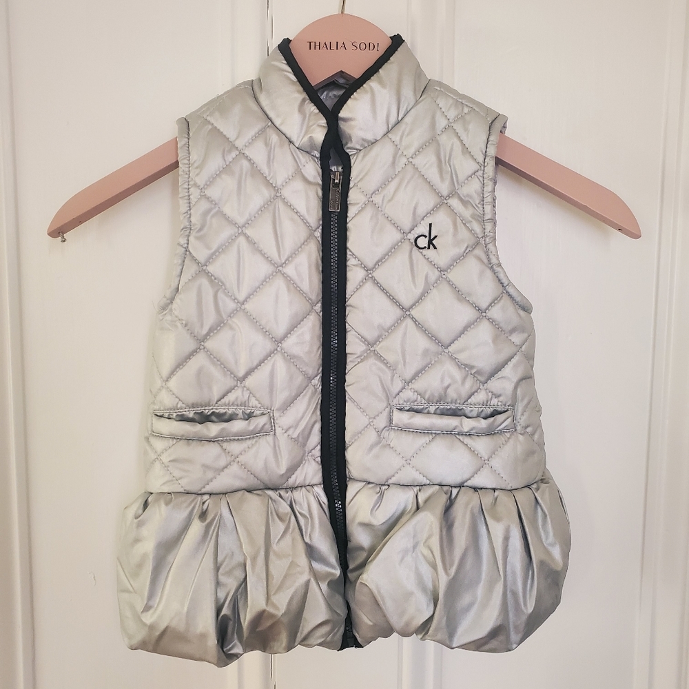 Calvin Klein Jeans Silver Quilted Vest - Size 4